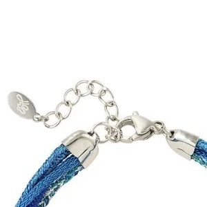 Armband touw met love bedel blauw zilver