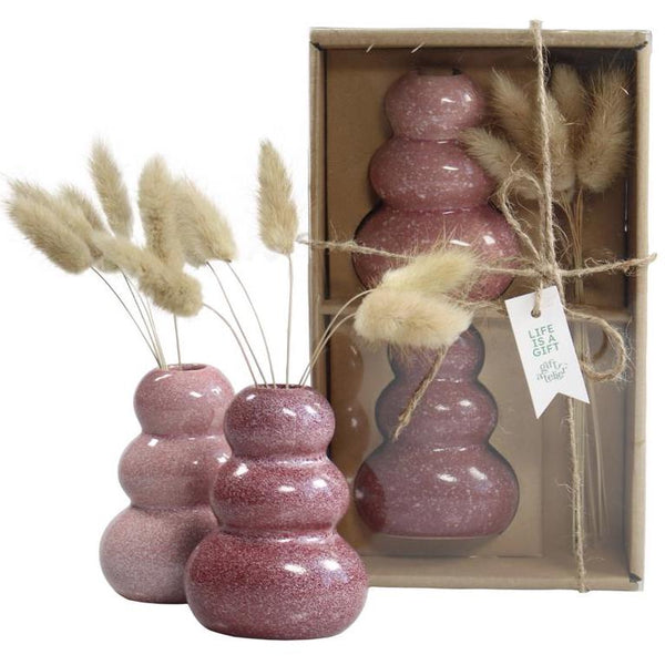 Giftset Vaasjes set-van-2 roze 7x5x10cm