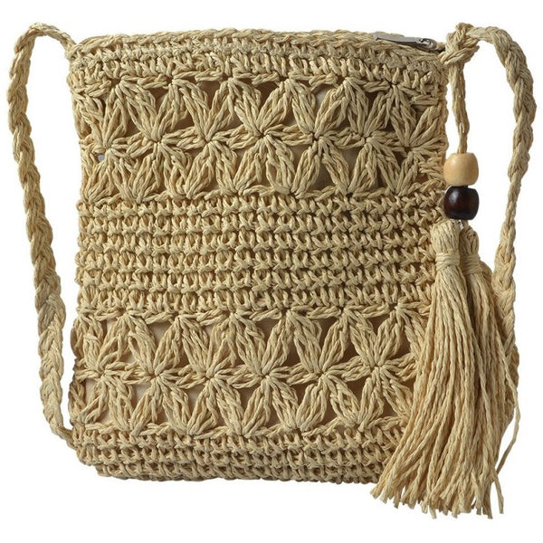 Handtas Boho Dames rechthoek beige 18x22cm