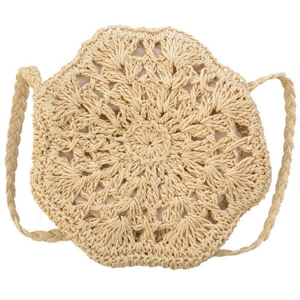 Handtas Boho Dames rond beige 20x20cm