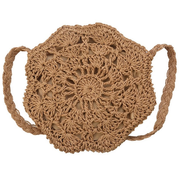 Handtas Boho Dames rond bruin 20x20cm