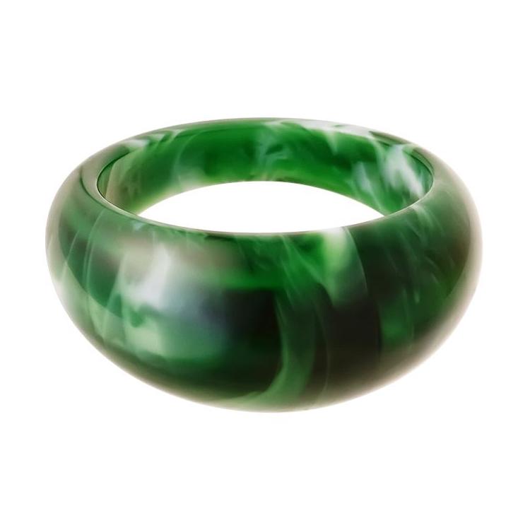 Ring Polyhars rond Resin Groen size 17