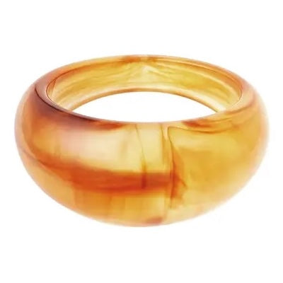 Ring Polyhars rond Resin Bruin size 17