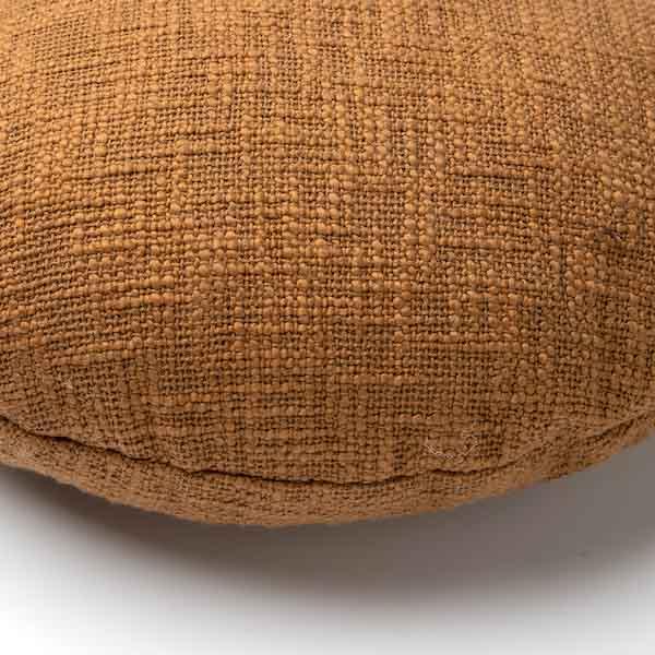 Kussen Abey tobacco brown rond 50x50cm zijkant