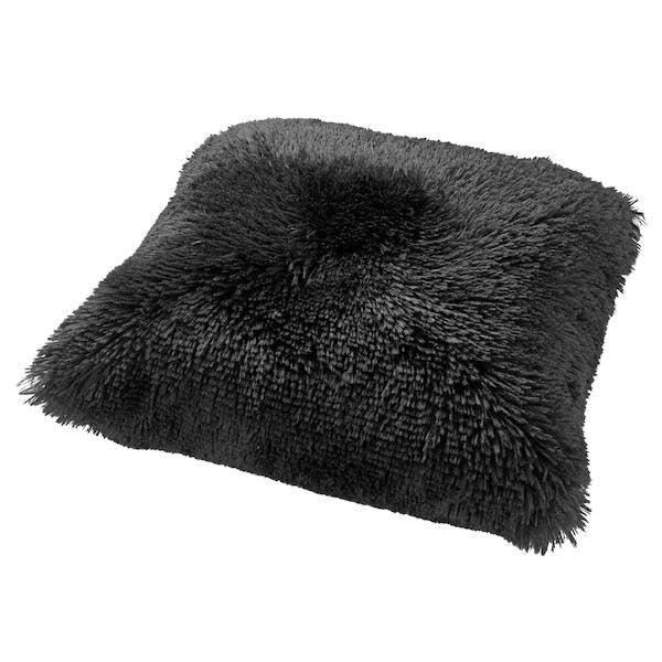 Kussen Fluffy zwart 45x45cm zijkant