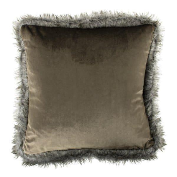 Kussen Fluweel bont taupe 45x45cm