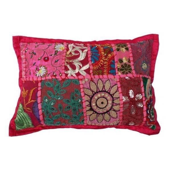 Kussentje India Patchwork fuchsia 30x20cm