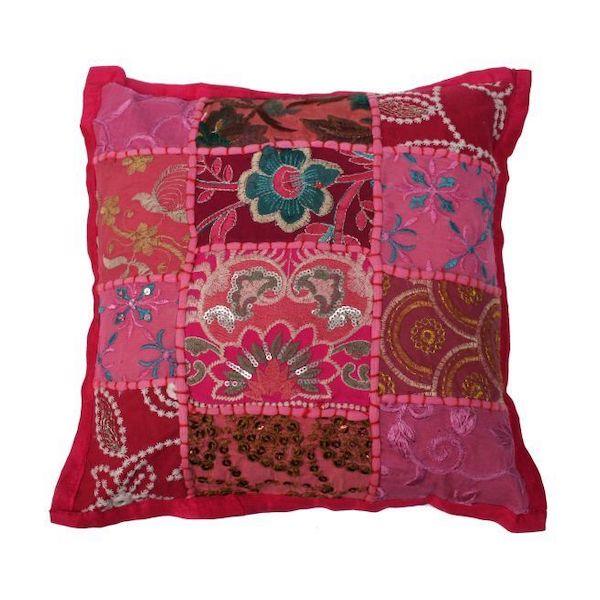 Kussentje India Patchwork fuchsia 30x30cm