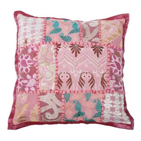 Kussentje India Patchwork pastel roze 30x30cm